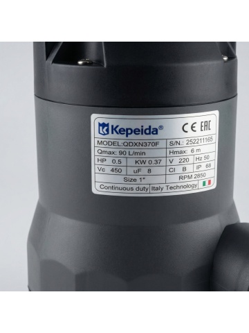 Pompa Submersibilă Kepeida Italy QDXN370F, 0.5 HP, Debit 90 L/min, Înălțime 6 m, 1”, pentru Apă Murdară cu Plutitor, Bobinaj Cupru - Img 3