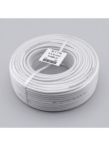 Rolă cablu electric flexibil MYYM 3x6 mm² (H05VV-F), 300/500V, lungime 100 m