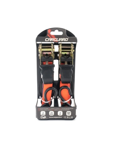 Set 2 chingi cu clichet, rezistență la 680 kg/chingă – 25 mm × 3 m – Carguard - Img 2