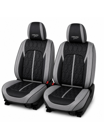 Set huse auto universale premium, 5 locuri, Deluxe, piele ecologică perforată, gri cu negru - Img 2
