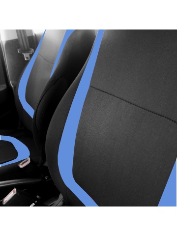 Set huse universale pentru scaune auto, culoare albastră +negru material textil - Img 3