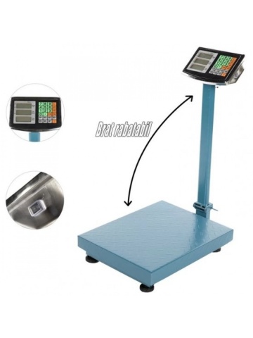 Cantar Electronic de Platforma 350 kg, Brat Rabatabil, Display Dublu, 40x50 cm, Lider