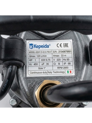 Pompa submersibila apa curata KEPEIDA KEPEIDA QDX1.5-32-0.75K-F, 0.75 kW, debit max 7.2 mc/h, inaltime maxima refulare 33 metri, bobinaj 100% cupru, tehnologie si design italian - Img 3