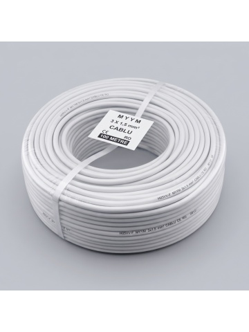 Rolă cablu electric flexibil MYYM 3x1.5 mm² (H05VV-F), 300/500V, lungime 100 m