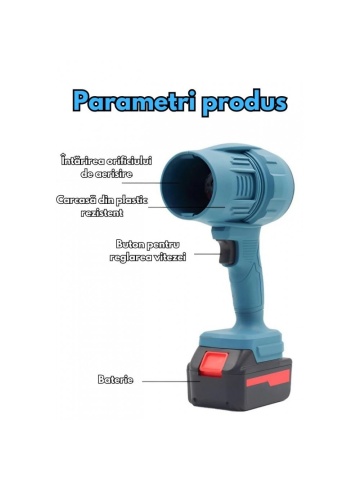 Suflantă de aer pe acumulator, 2 x 48V, 3000 mAh, încărcător și geantă de transport inclusă - Img 2