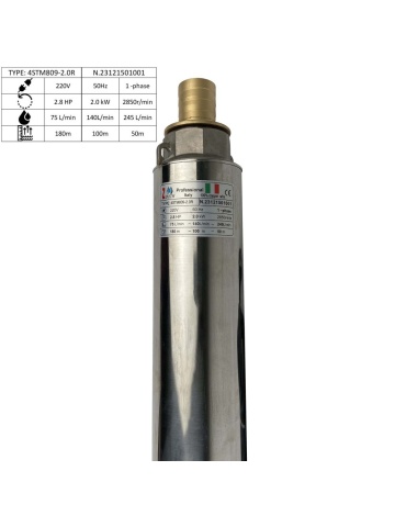 Pompă submersibilă ZINITH Italy 4STM611, 2kW, 150m, 80 l/min, bobinaj cupru - Img 3