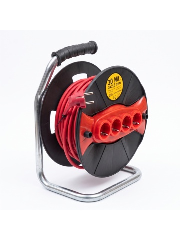 Prelungitor pe rolă cu tambur CAMPION 30m, cablu 3x2.5mm, 4 prize, 3500W - Img 2