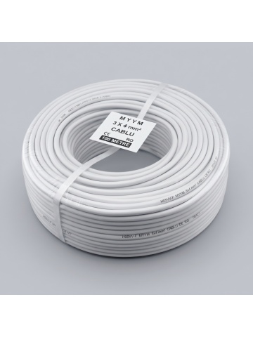 Rolă cablu electric flexibil MYYM 3x4 mm² (H05VV-F), 300/500V, lungime 100 m