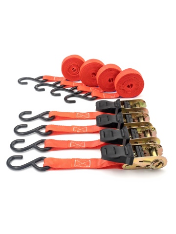 Set 4 chingi cu clichet, rezistent la 680 kg/chingă, TUV/GS – 25 mm × 4.5 m – 680 kg - Carguard - calitate și siguranță garantată!