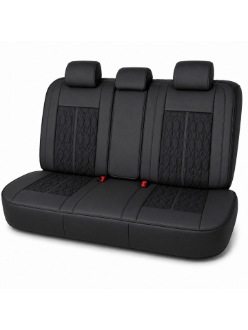 Set huse auto universale premium, 5 locuri, Deluxe, piele ecologică perforată, culoare negru - Img 3