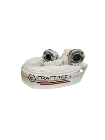 Furtun de pompieri cu cuple rapide Craft-tec MX1209, 1 țol (25 mm), lungime 20 m, presiune 8 bari, alb