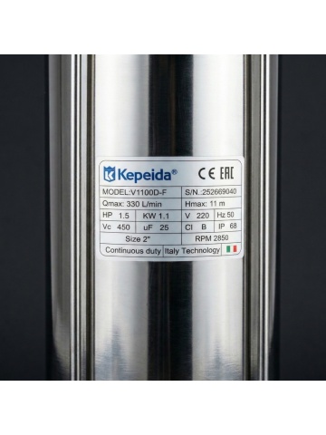 Pompă submersibilă apă curată KEPEIDA V1100D-F, 1.1 kW, debit 330 l/min, refulare 11 m - Img 4