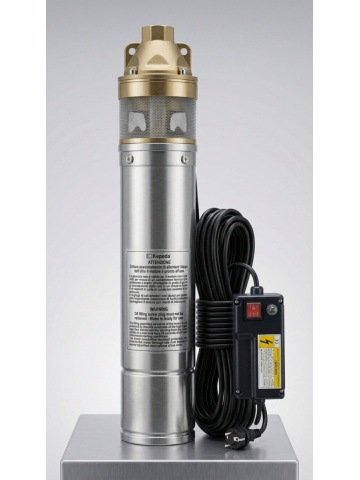 Pompă submersibilă pentru puț adânc KEPEIDA 4SKM100, 0.75 kW, inox, debit 2.5 mc/h, refulare 57 m
