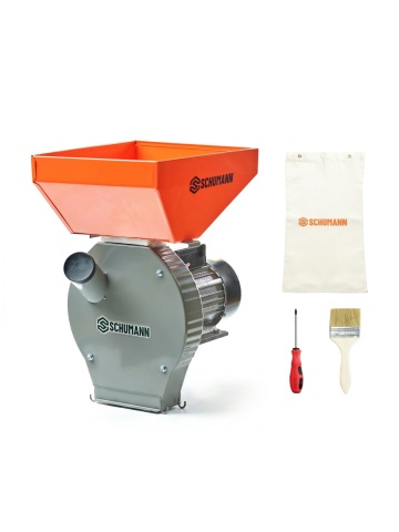 Moară electrică de uruială Heber®, 3.8 kW, 3000 RPM, 300 kg/h, cuvă mare, 20 ciocanele, accesorii incluse