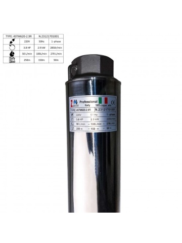 Pompa submersibila Zinith Italy 4STM620, 2.9 KW, 270 L/min, 250m, bobinaj cupru, cablu alimentare 20m - Img 2
