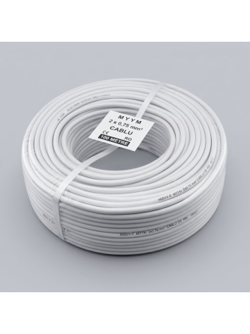 Rolă cablu electric flexibil MYYM 2x0.75 mm² (H05VV-F), 300/500V, lungime 100 m