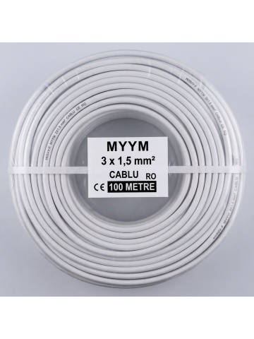 Rolă cablu electric flexibil MYYM 3x1.5 mm² (H05VV-F), 300/500V, lungime 100 m - Img 2