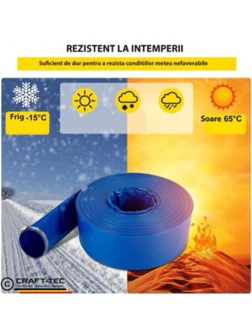 Furtun refulare plat PVC pentru apă 2" (50 mm), rola 50 m, albastru, MX390 - Img 5