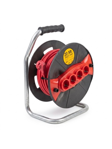 Prelungitor pe rolă cu tambur CAMPION 20m, cablu 3x2.5mm, 4 prize, 3500W - Img 2