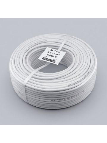 Rolă cablu electric flexibil MYYM 2x6 mm² (H05VV-F), 300/500V, lungime 100 m
