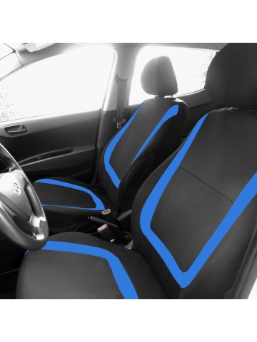 Set huse universale pentru scaune auto, culoare albastră +negru material textil - Img 2