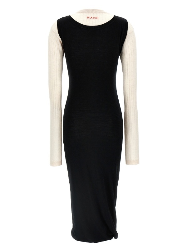 Rochie midi din lână bicoloră
