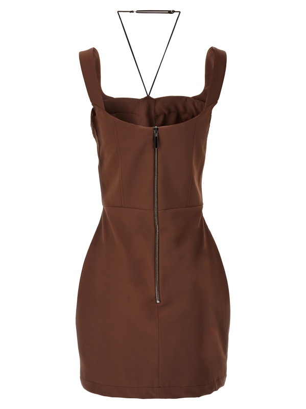 Rochie scurtă maro din poliamidă