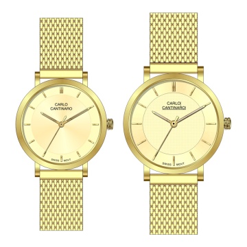 Carlo Cantinaro CC3001SM004 Set de ceasuri pentru cuplu: ceas de damă și ceas de bărbat