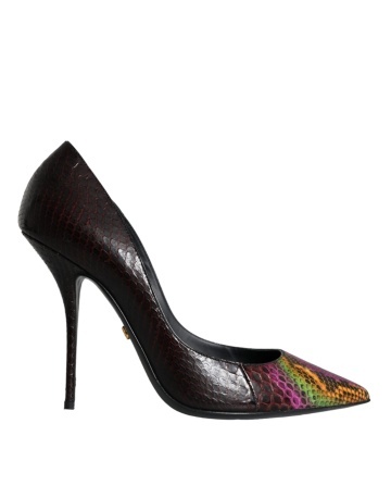 Pantofi cu toc din piele exotică multicoloră