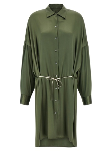 Rochie midi din mătase bicoloră