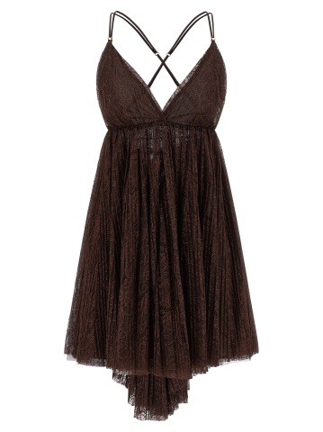 Rochie scurtă maro din poliamidă