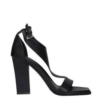 Sandale cu toc stiletto din piele neagră