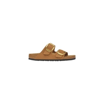 Sandale plate din piele maro