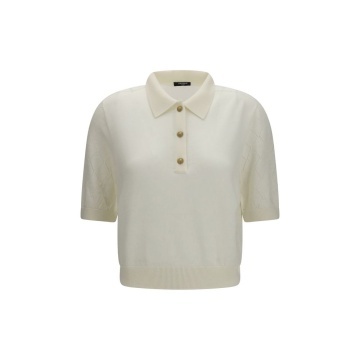Tricou polo alb din lână Oves Aries