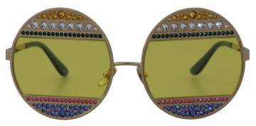 Ochelari de soare DG2209B cu rame ovale din metal auriu și cristale