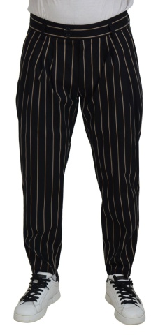 Pantaloni elastici din bumbac cu dungi negre și bej