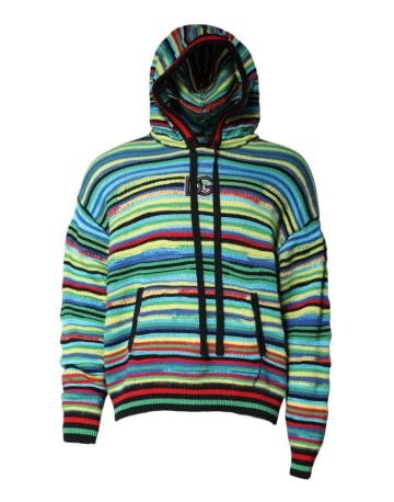 Pulover cu glugă din bumbac multicolor