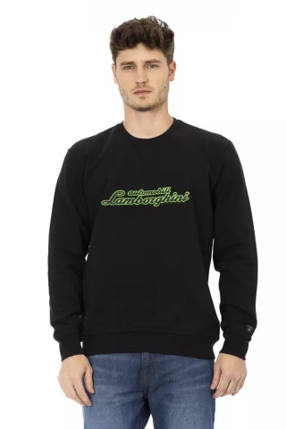 Pulover negru din bumbac pentru bărbați