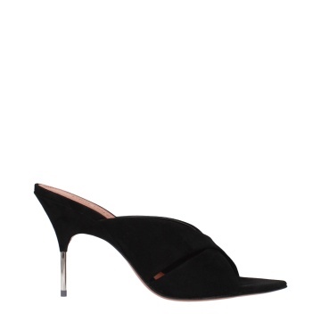 Sandale cu toc stiletto din piele neagră