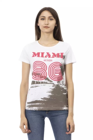 Tricou alb din bumbac pentru femei