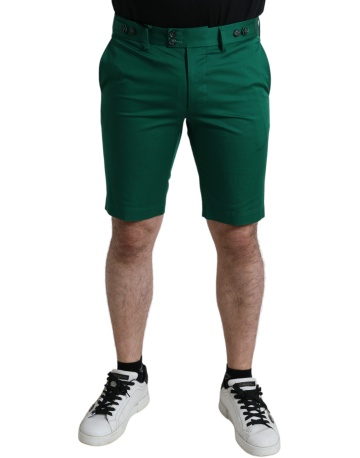 Pantaloni scurți bermuda din bumbac elastic, de culoare verde închis