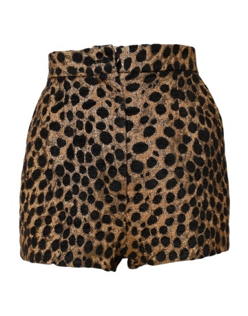 Pantaloni scurți maro cu talie înaltă și imprimeu leopard