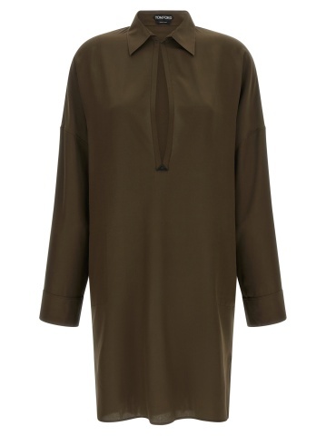 Rochie midi din mătase bicoloră