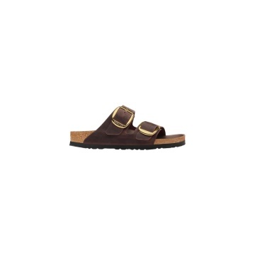 Sandale plate din piele maro