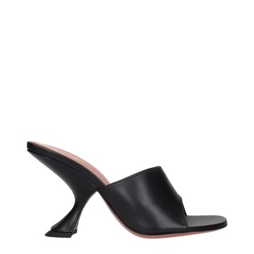 Sandale cu toc stiletto din piele neagră