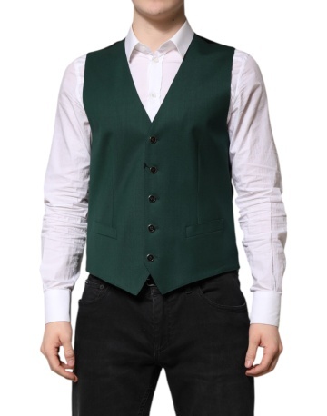 Vestă formală din lână verde pentru bărbați