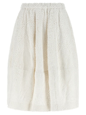 Fustă midi din bumbac alb