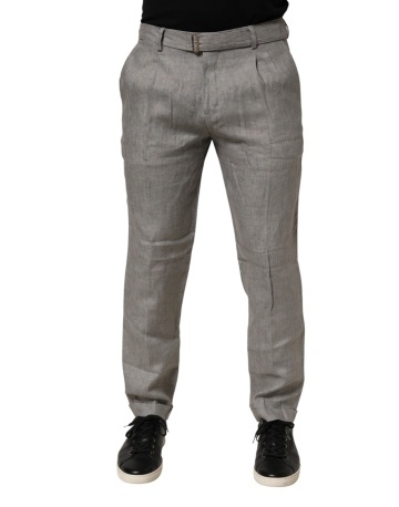 Pantaloni eleganți pentru bărbați, gri, cu talie medie