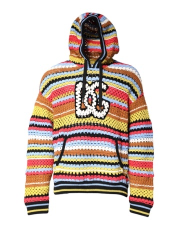 Pulover cu glugă din bumbac multicolor