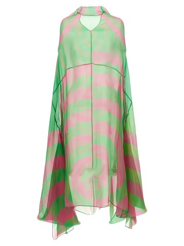 Rochie midi din mătase bicoloră